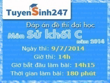 Đáp án đề thi môn Sử khối C năm 2014