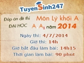 Đáp án đề thi môn Lý khối A, A1 năm 2014 của Bộ Giáo dục