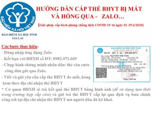 BHXH tỉnh Gia Lai tiếp nhận thủ tục đăng ký cấp lại thẻ BHYT qua mạng xã hội Zalo trong thời gian cách ly xã hội