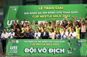 SLNA lên ngôi vô địch Vòng chung kết Giải Bóng đá Nhi đồng (U11) toàn quốc Cúp Nestlé MILO 2022