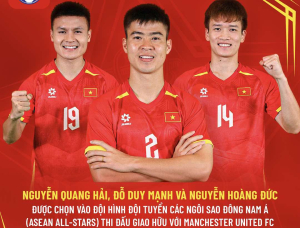 Ba tuyển thủ Việt Nam góp mặt trong đội hình ASEAN All-Stars đấu Manchester United