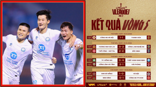 Vòng 5 LPBank V.League 1-2026/27: Cuộc đua ngôi đầu thêm nóng Vòng 5 LPBank V.League 1-2026/27: Cuộc đua ngôi đầu thêm nóng